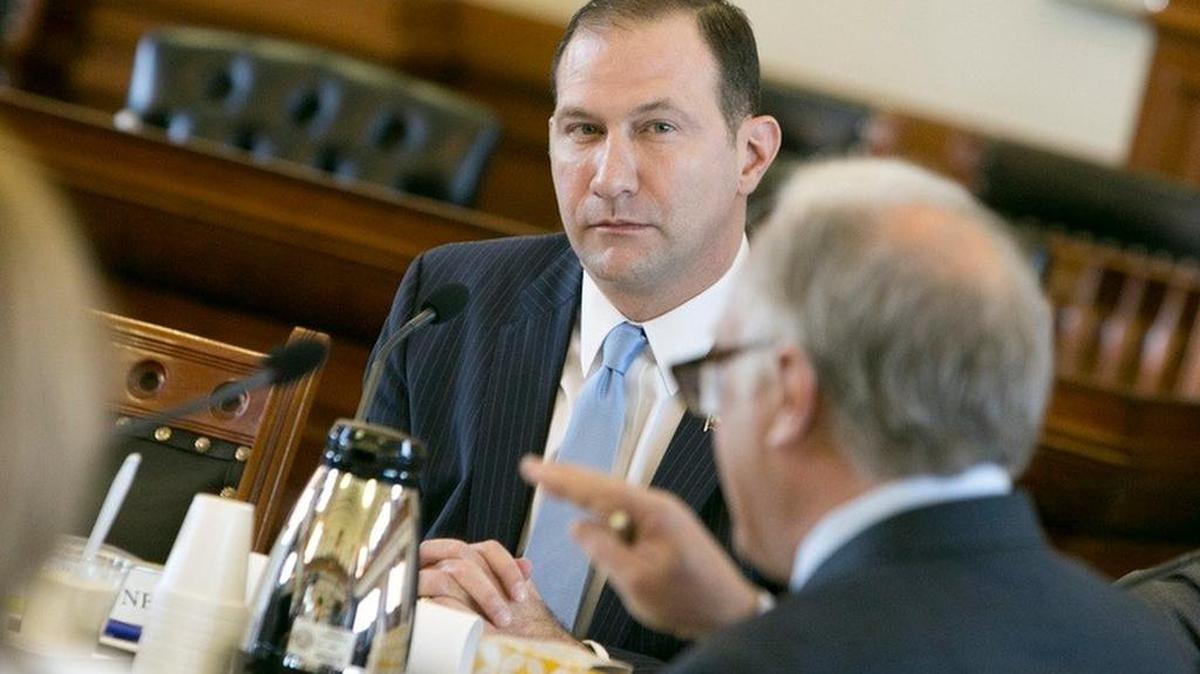 Sen. Charles Schwertner, R-Georgetown, listens to questions asked by Sen. Kirk Watson, D-Austin, during a Feb. 15 Senate Committee on Health and Human Services.