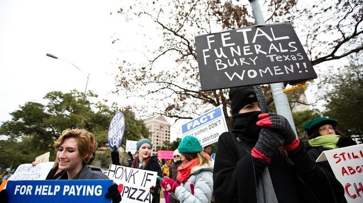 Protestors of Texas' fetal remains burial rule gather outside the Governor's Mansion on Jan. 6, 2017.