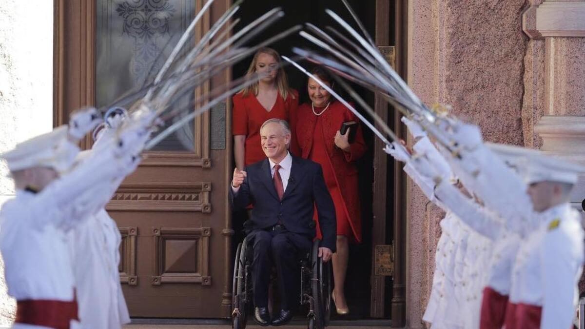 Gov. Greg Abbott, shown here at his inauguration with his wife, Cecilia, right, and daughter, Audrey, left.