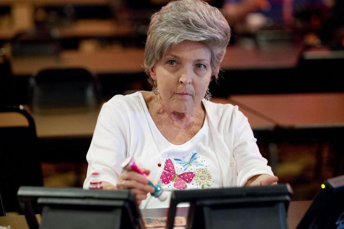 Sandy Burris, 71, of Fort Worth, played bingo at the BingoPlex recently. She says bingo has played a bit part in helping her make friends.