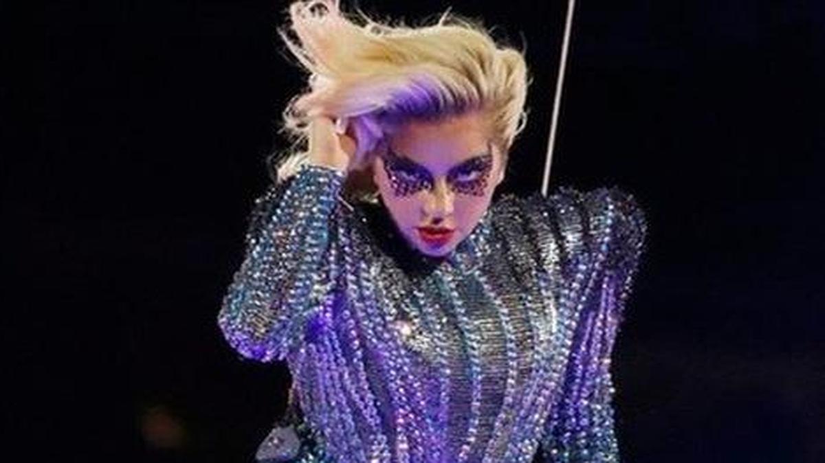 Lady Gaga performs during the halftime show at Super Bowl LI between the New England Patriots and the Atlanta Falcons in Houston on Feb. 5.