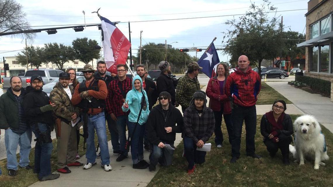 Supporters of open carry rally in Arlington on New Year’s Day 2016.