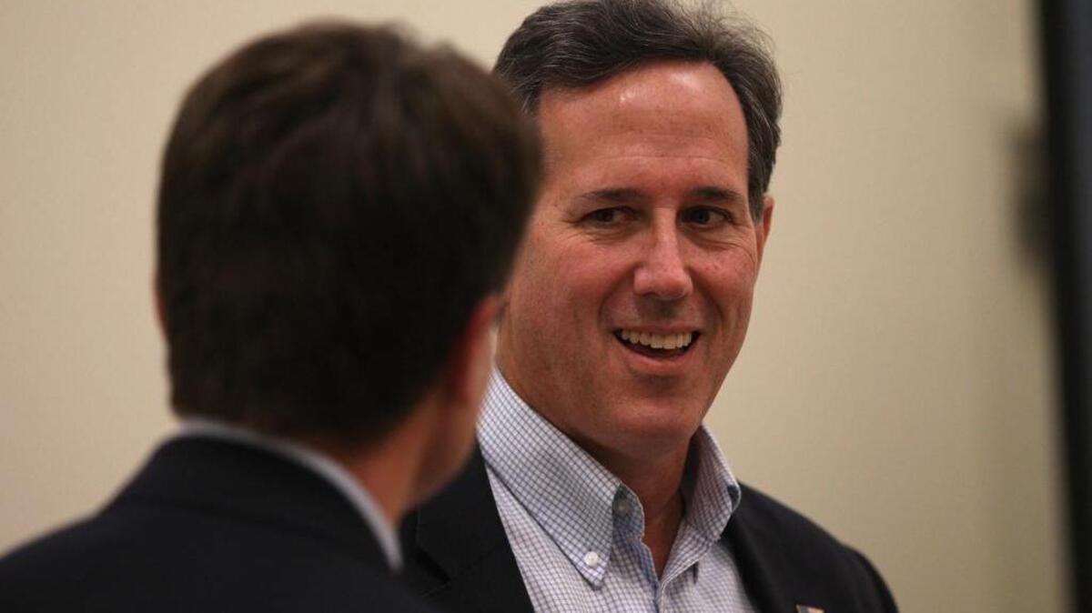 
Republican presidential hopeful former Senator Rick Santorum of Pennsylvania spoke Monday at a World Affairs Council of Dallas/Fort Worth lunch at the Fort Worth Club. In this photo, he spoke earlier this month at the Practical Federalism Forum at Southern New Hampshire University in Hooksett, N.H.

