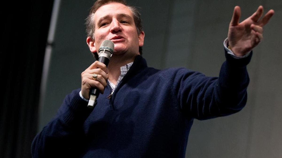 Republican presidential candidate Sen. Ted Cruz, R-Texas, spoke at a rally at the Five Sullivan Brothers Convention Center in Waterloo, Iowa, on Saturday.