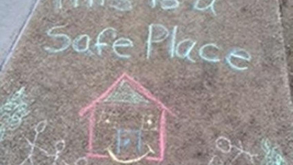 Children use chalk to display their feelings at Alliance For Children, a child advocacy center serving Tarrant County.