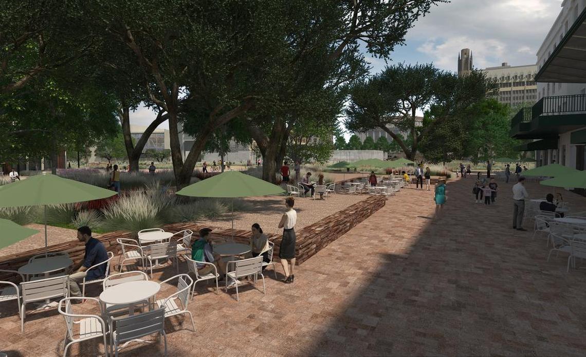 The Plaza de Valero will provide open space in front of the Menger Hotel and give visitors an opportunity for a quiet moment under the trees.