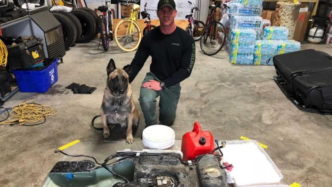 Lobos and that other guy, Sgt. Randy Thumann, found 60 kg of liquid methamphetamine in a false compartment built inside the gas tank of a Chevy Tahoe on Monday, Feb. 26.