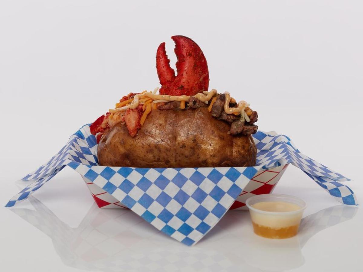 The Surfin’ Turfin’ Tator Boat takes the loaded baked potato to a whole new level.