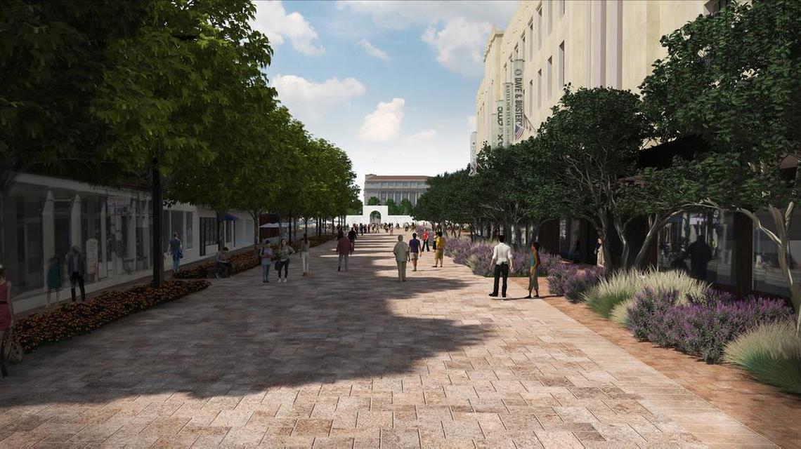 The plan calls for the removal of all traffic from the Alamo Plaza, from Market to Houston Streets.