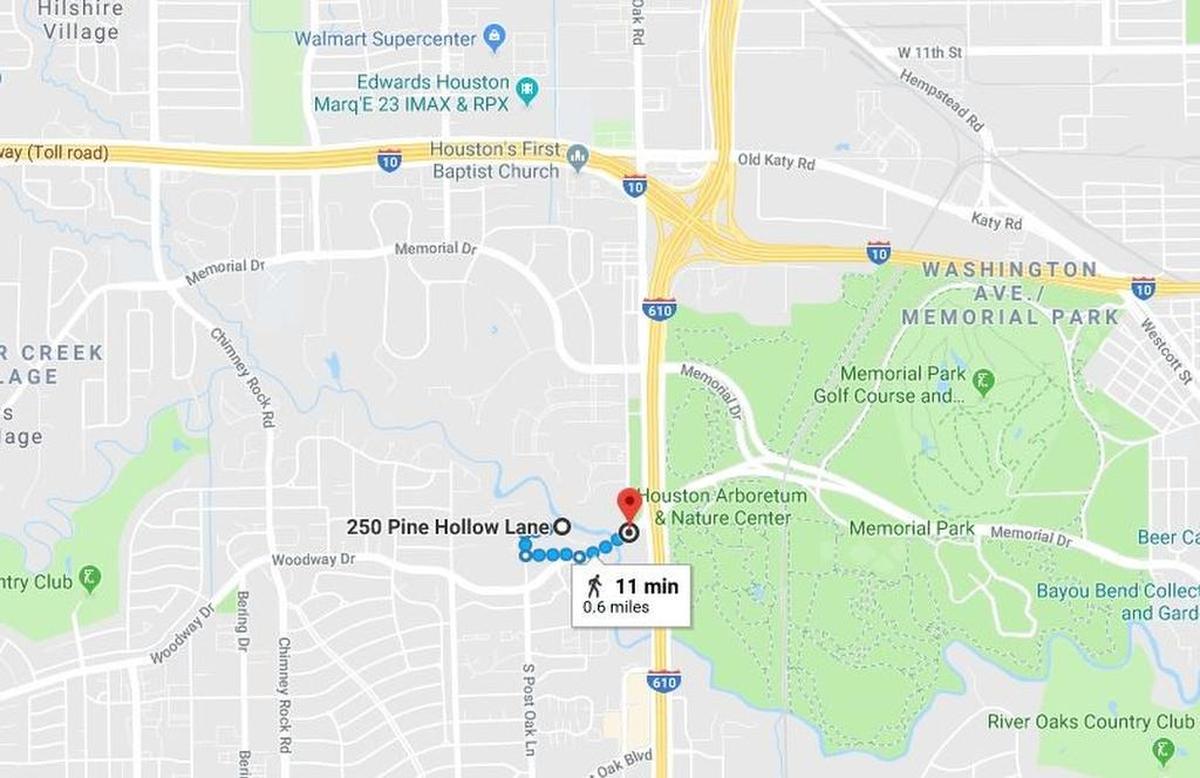 The location of the brief police chase that Live God led Houston police on late Tuesday night.