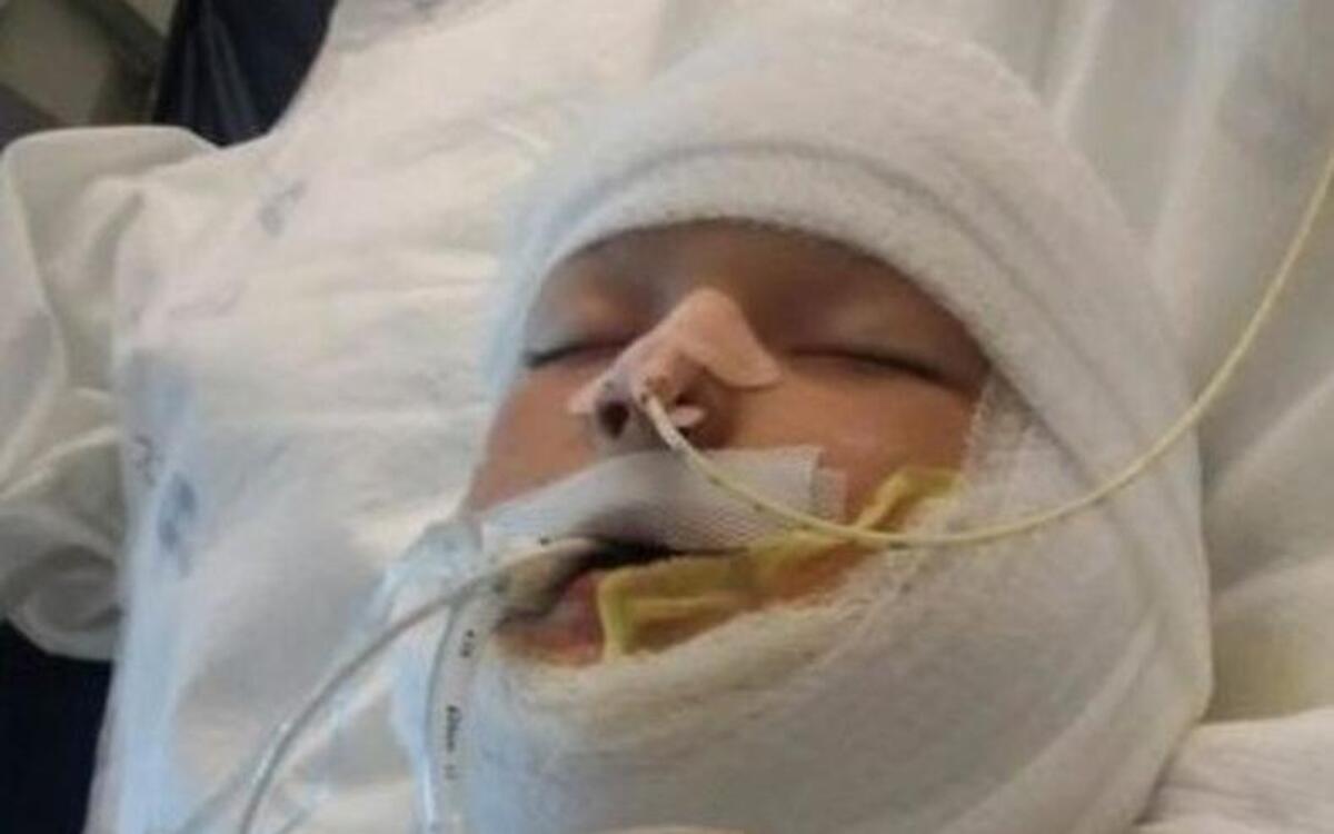 Kayden Culp in his hospital bed.