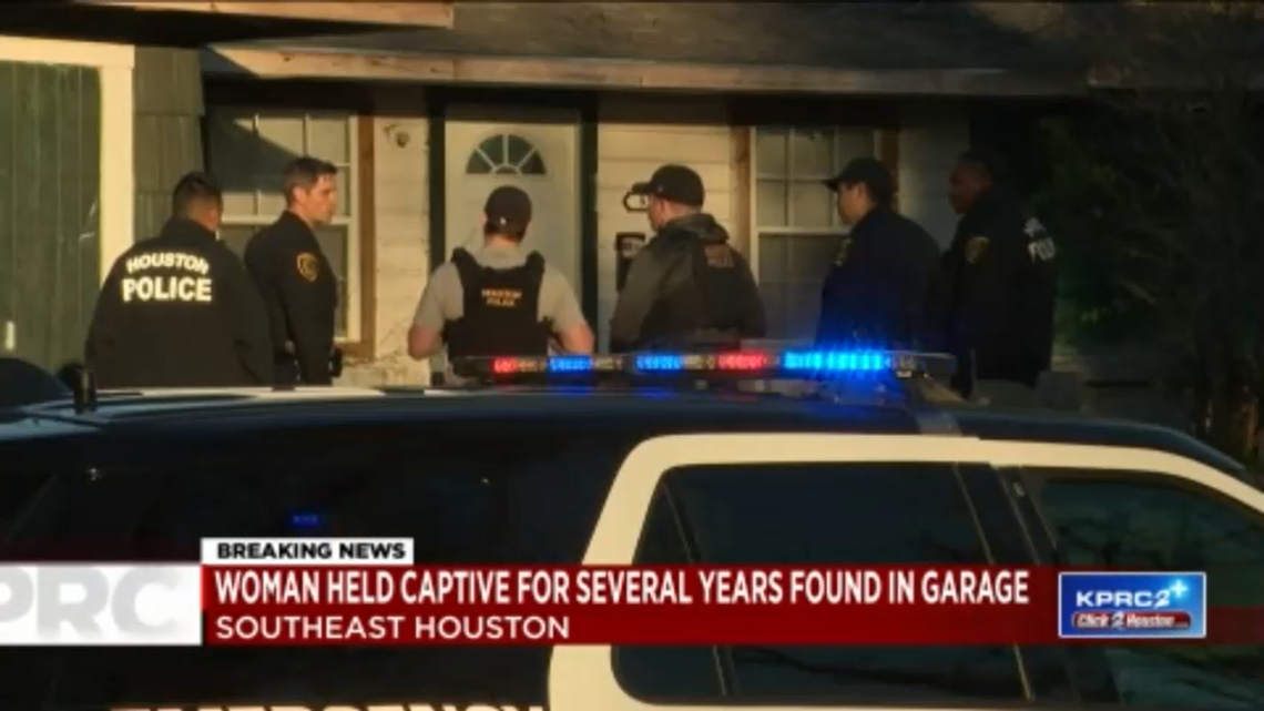 A Texas man was arrested after a woman told police he kidnapped her and kept her locked inside a garage for four to five years, officials said. 