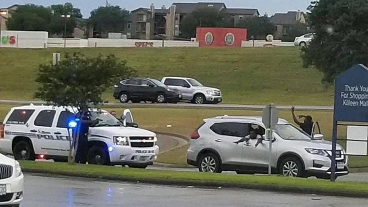 Killeen police pull over a vehicle leaving the scene of a mall brawl at Killeen Mall.