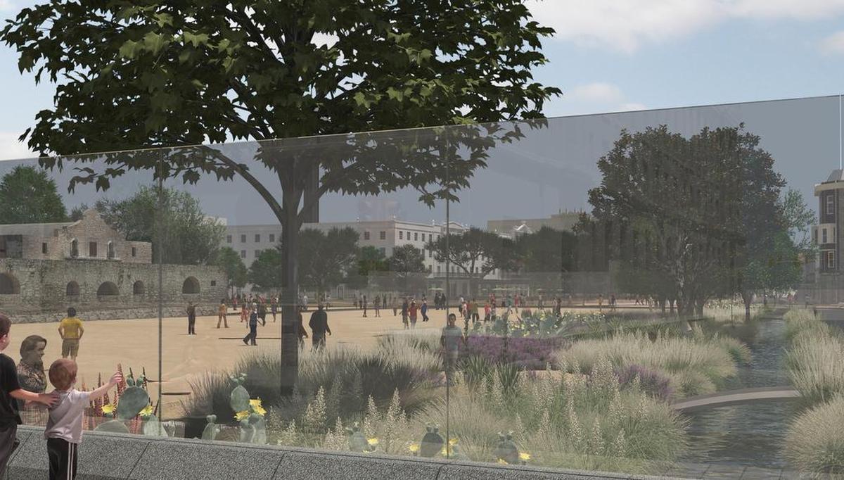 A glass enclosure along Houston Street will separate the site from nearby commerce and provide opportunities for interpreting exhibits through structural glass.