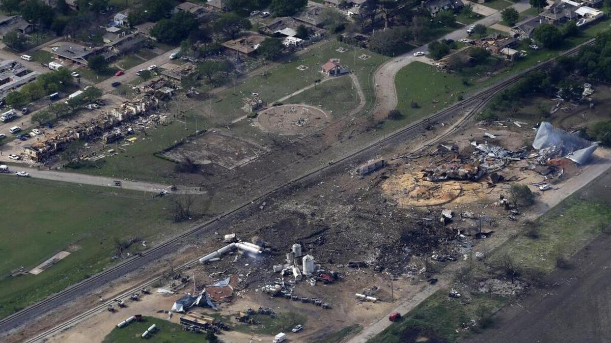 The remains of a fertilizer plant in West after it exploded in 2013.