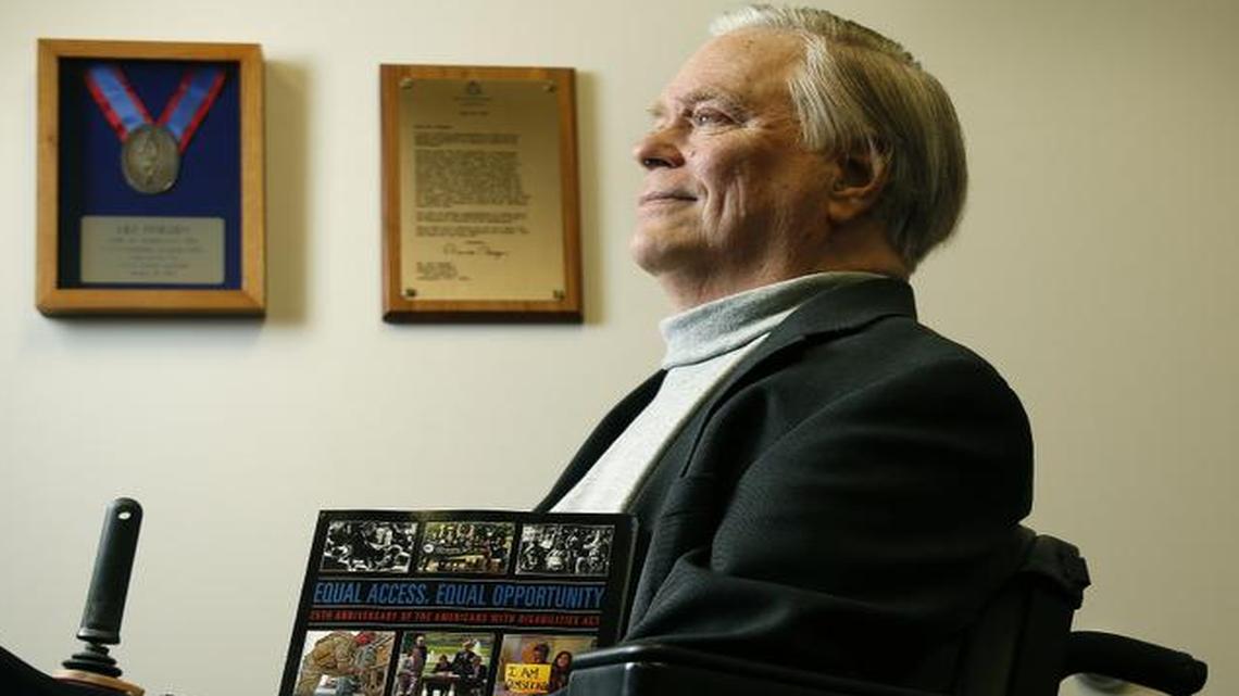 
In this Feb. 3 photo, Lex Frieden, who has been an activist for the rights of the disabled almost since he sustained a spinal cord injury as a young man, is photographed at Memorial Hermann TIRR, in Houston. The 25th anniversary of the Americans with Disabilities Act is this year, and Frieden played a big role in bringing it to fruition. 
