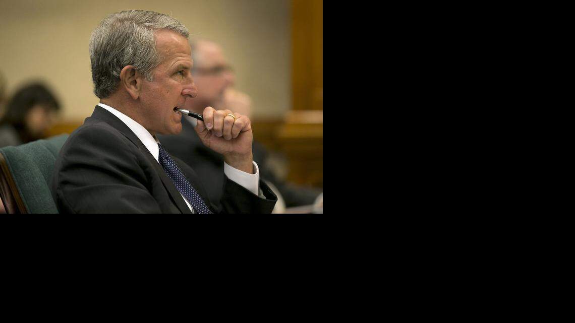 
Kyle Janek listens as the Senate of Texas Committee on Health and Human Services holds a public hearing Monday, March 23, 2015, in Austin.
