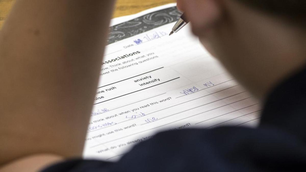 A STAAR Camp student works on a vocabulary activity during a class July 28, 2015, at Meadowbrook Middle School.