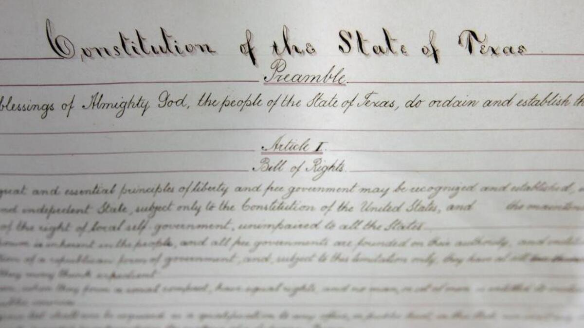 
 The original Constitution of the State of Texas for admittance to the union after the Civil War is at the Texas State Archives in Austin. 
