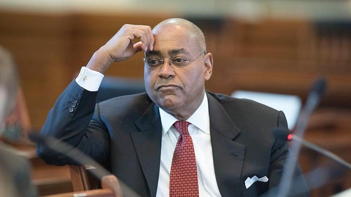 Retiring Sen. Rodney Ellis, D-Houston, listens to testimony during the Senate Committee on State Affairs hearing on religious freedom on Feb. 17, 2016.