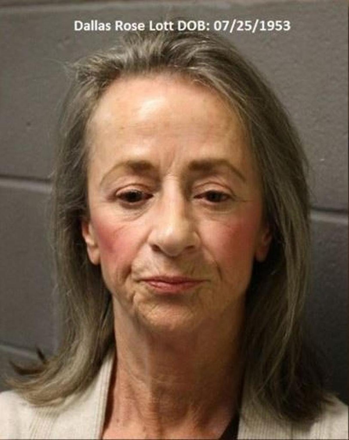 Dallas Rose Lott, 64, was arrested Wednesday, charged with criminal mischief.