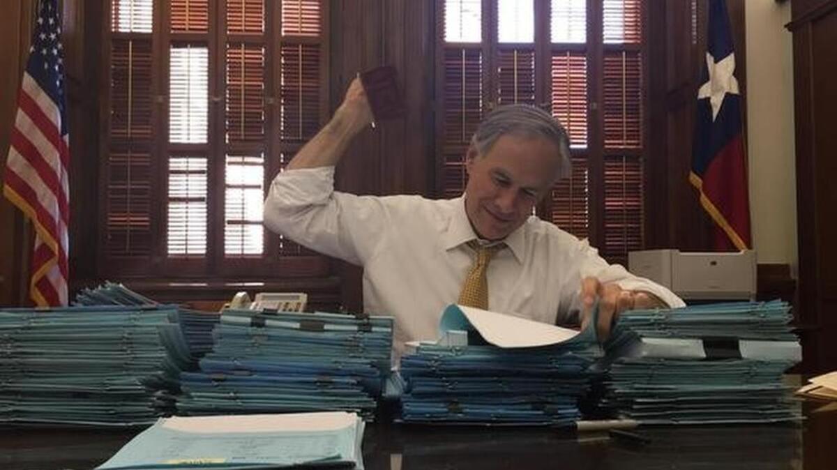 
Texas Gov. Greg Abbott signed more than 1,200 bills into law during his first legislative session as the state’s top executive.
