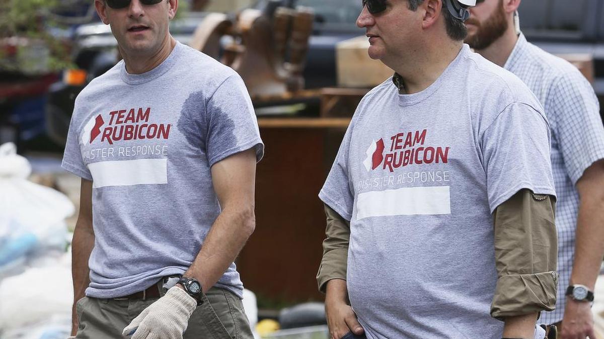 House Speaker Paul Ryan,left, Sen. Ted Cruz, and other Congressional delegates toured parts of South Texas Thursday that were severely damaged by Hurricane Harvey.