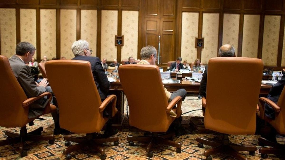 Members listen to committee reports at the Board of Regents meeting for The University of Texas System on Feb. 14, 2013.