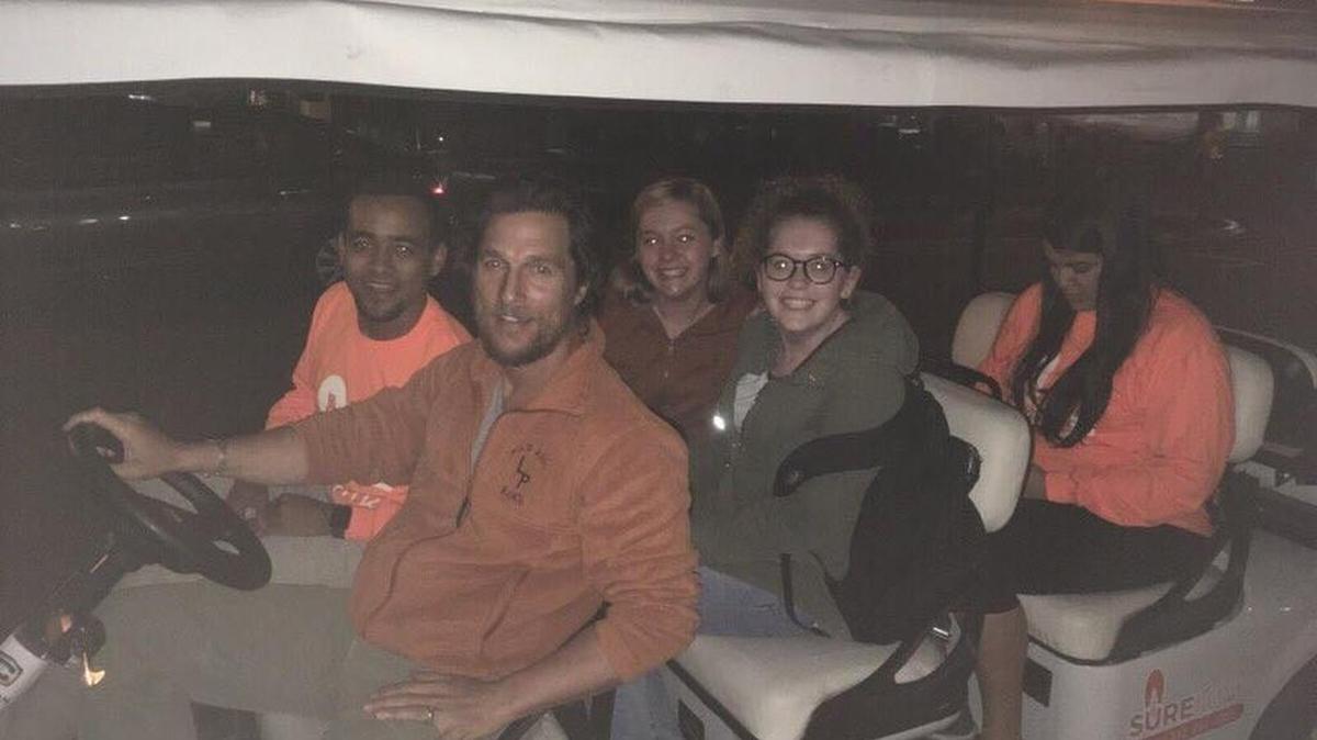 Matthew McConaughey picked up UT students who requested a safe ride home Monday night.