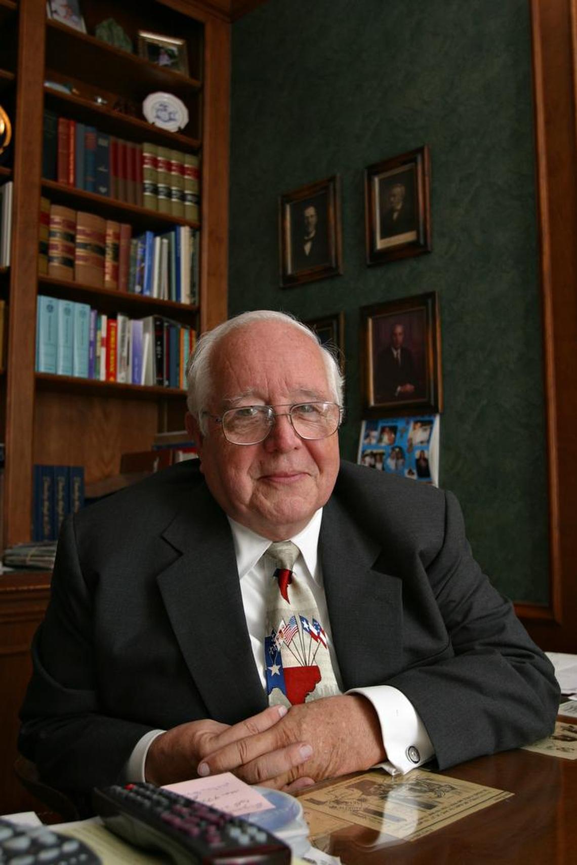 Former Judge Paul Pressler, who played a leading role in wresting control of the Southern Baptist Convention from moderates in 1979, poses for a photo in his home in Houston May 30, 2004.