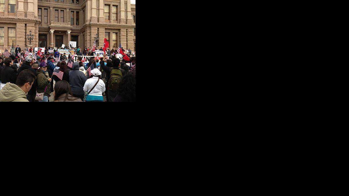 
Immigration advocates from North Texas are trying to get support for a Texas driver’s license or permit for people with not immigration status. Several will be traveling from Dallas, Arlington and Fort Worth on Wednesday to visit with lawmakers in Austin. This photo depicts past rallies that local immigrants have attended in Austin.
