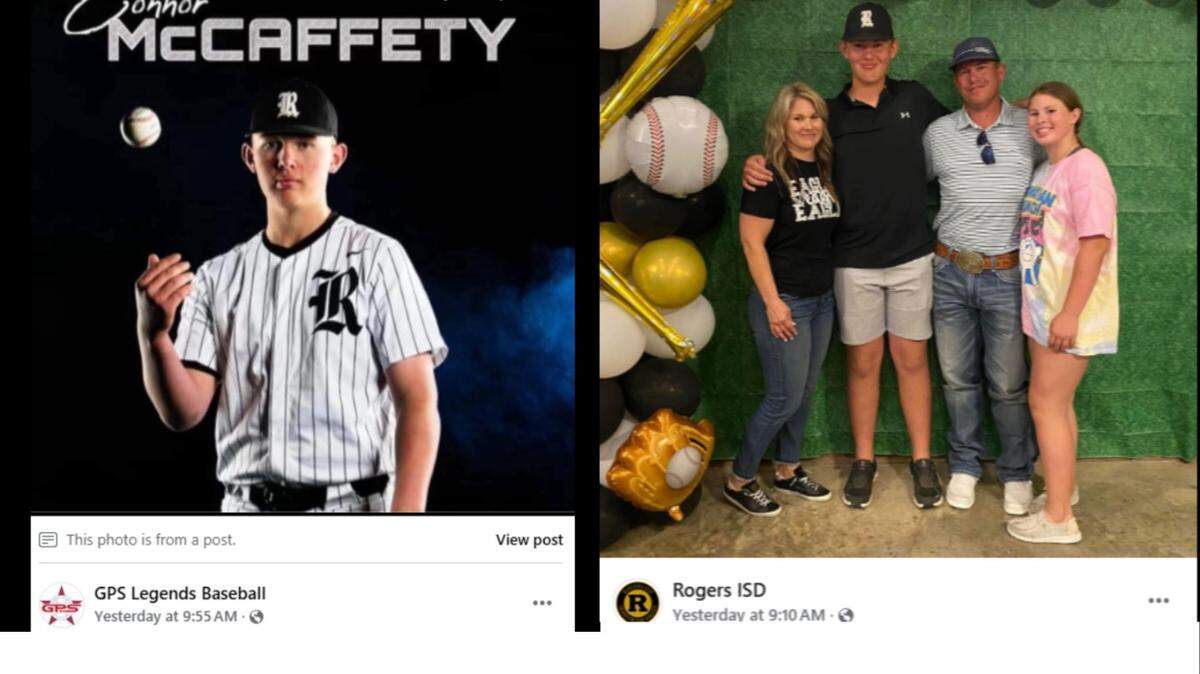 A teenage baseball player, Connor McCaffety, and his mother and father were killed in a crash with an 18-wheeler, Texas officials say.