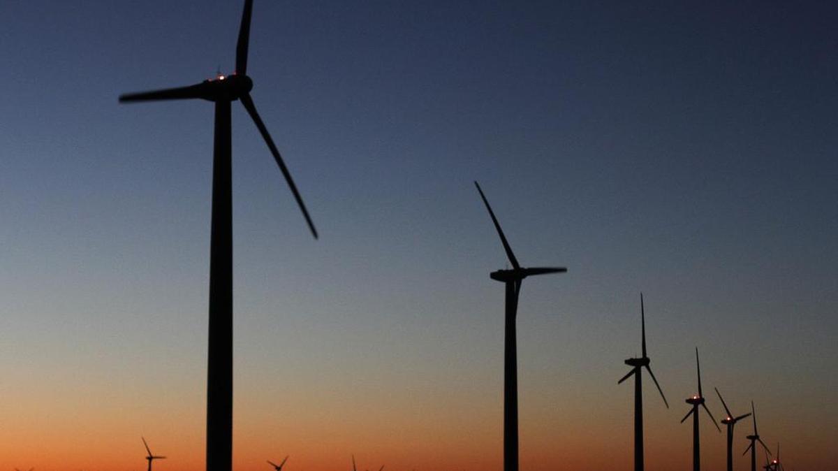 Wind turbines north of Roscoe, Texas, are part of one of the largest wind farms in North America.