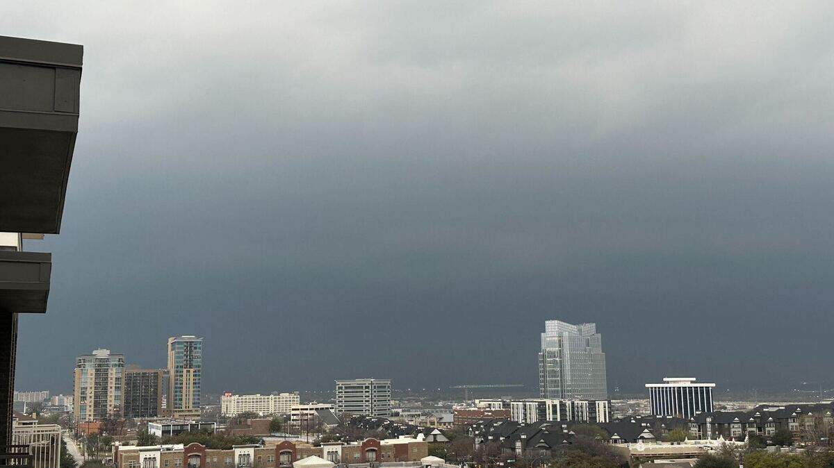 Storms move in to downtown Fort Worth on Thursday, March 2, 2023.