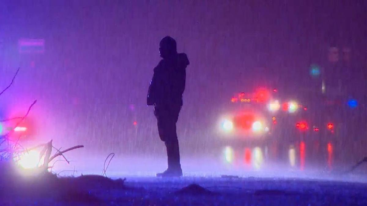 Rescuers worked in pouring rain Monday night on Texas 180 in Parker County.