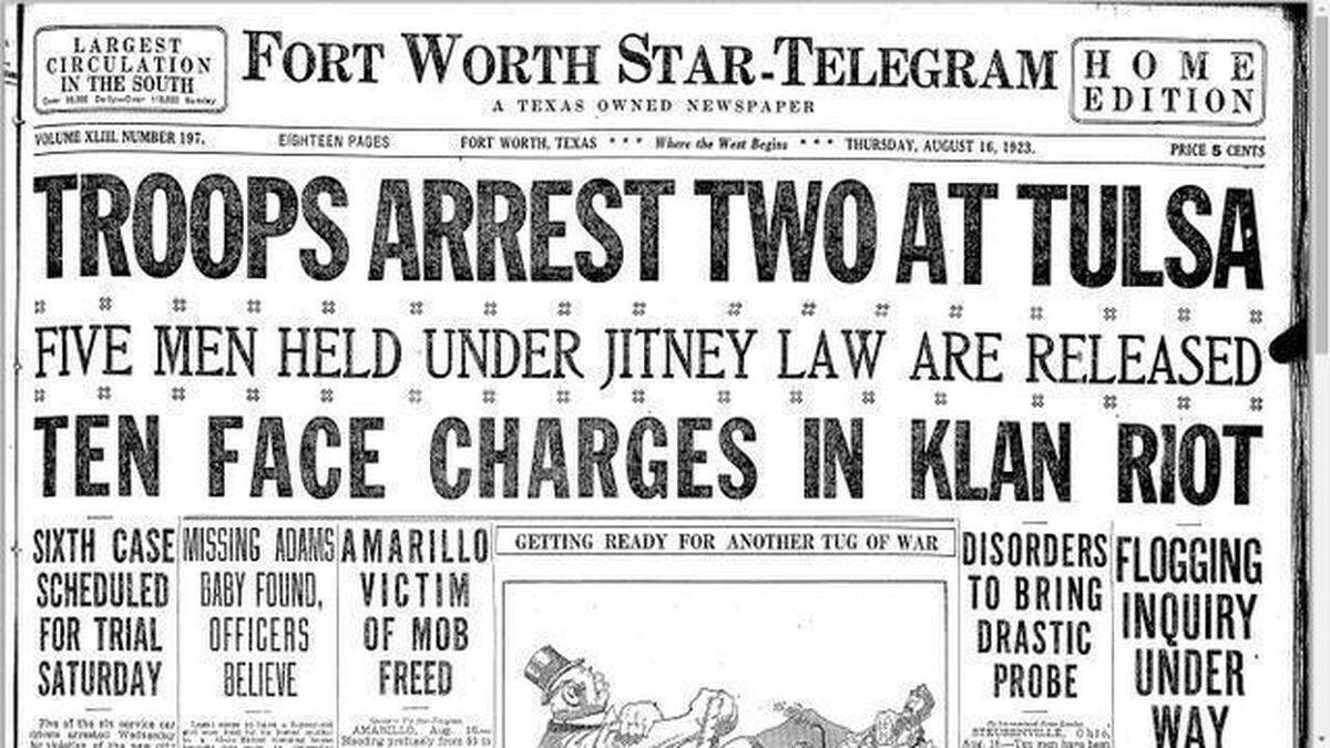 The second day the Star-Telegram carried the phrase “Where the West Begins” also included news of a Klan riot.