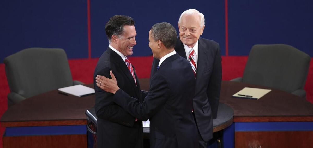 In 2012, Bob Schieffer moderated the third presidential debate between Republican presidential nominee Mitt Romney and President Barack Obama.