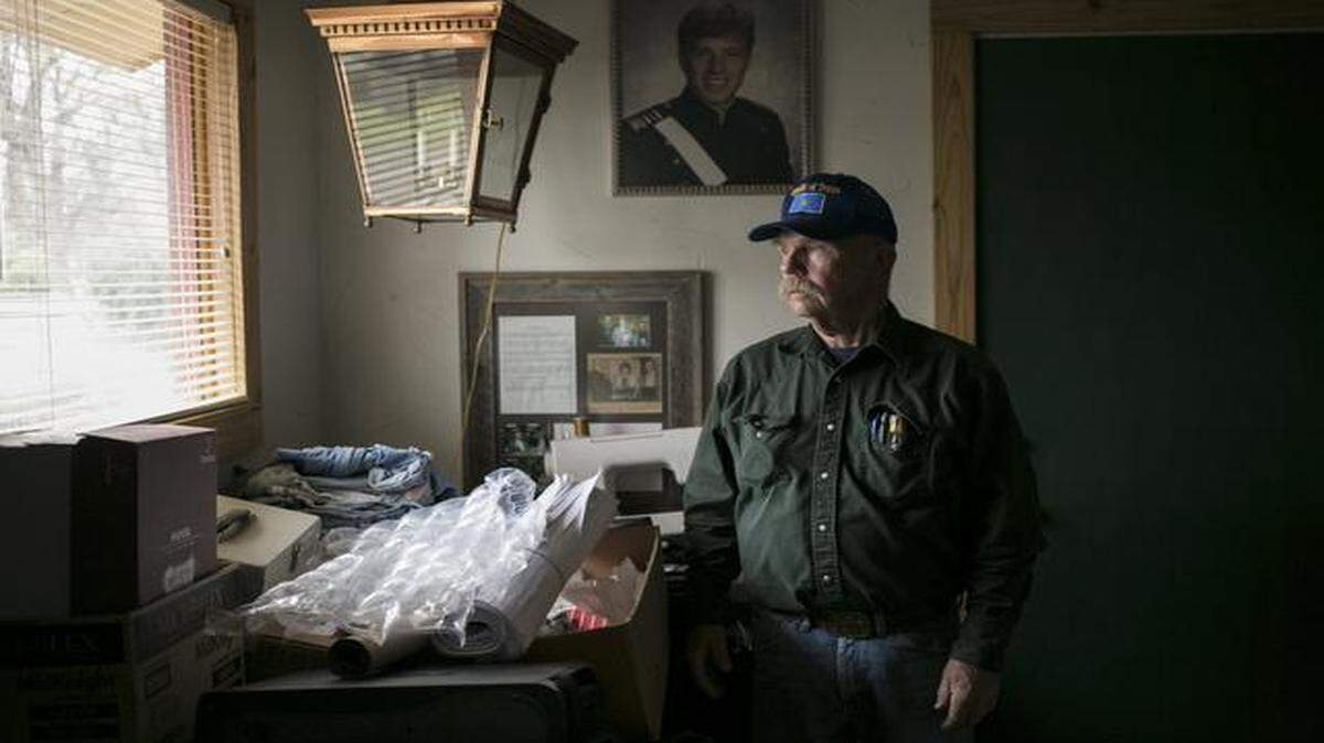 
John Jarnecke, president of the Republic of Texas, at his home in Fredericksburg, Texas on March 4. 
