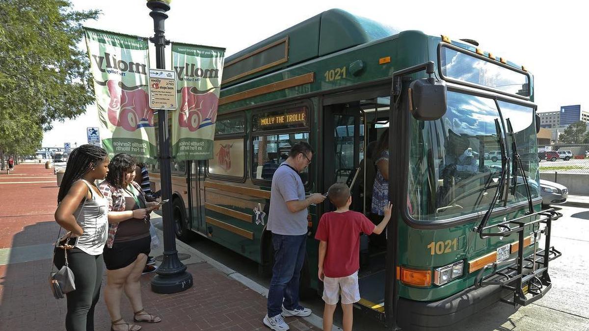 Come next year, the Blue Line will replace Trinity Metro’s famous Molly the Trolley, pictured above, a free downtown bus route that circulated through downtown Fort Worth
