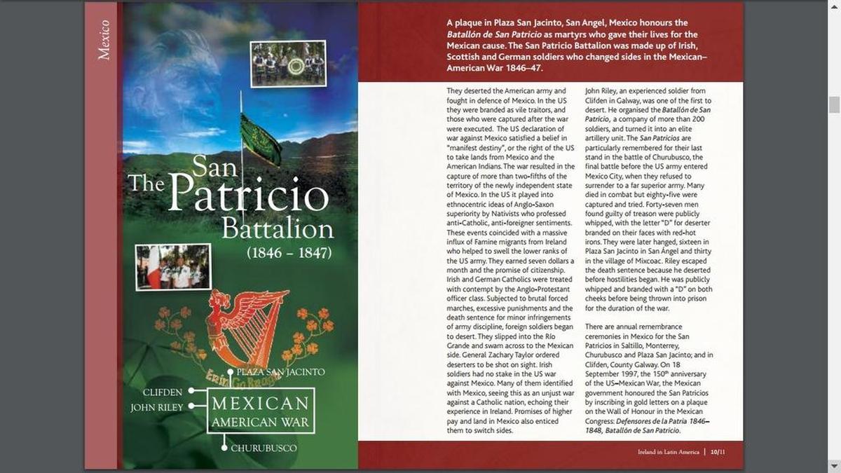 A page from a traveling exhibit on “The Irish in Latin America.”