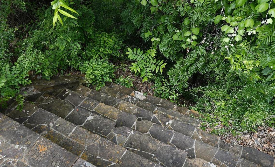The hillside is eroding beneath steps at Top O’ Hill Terrace.