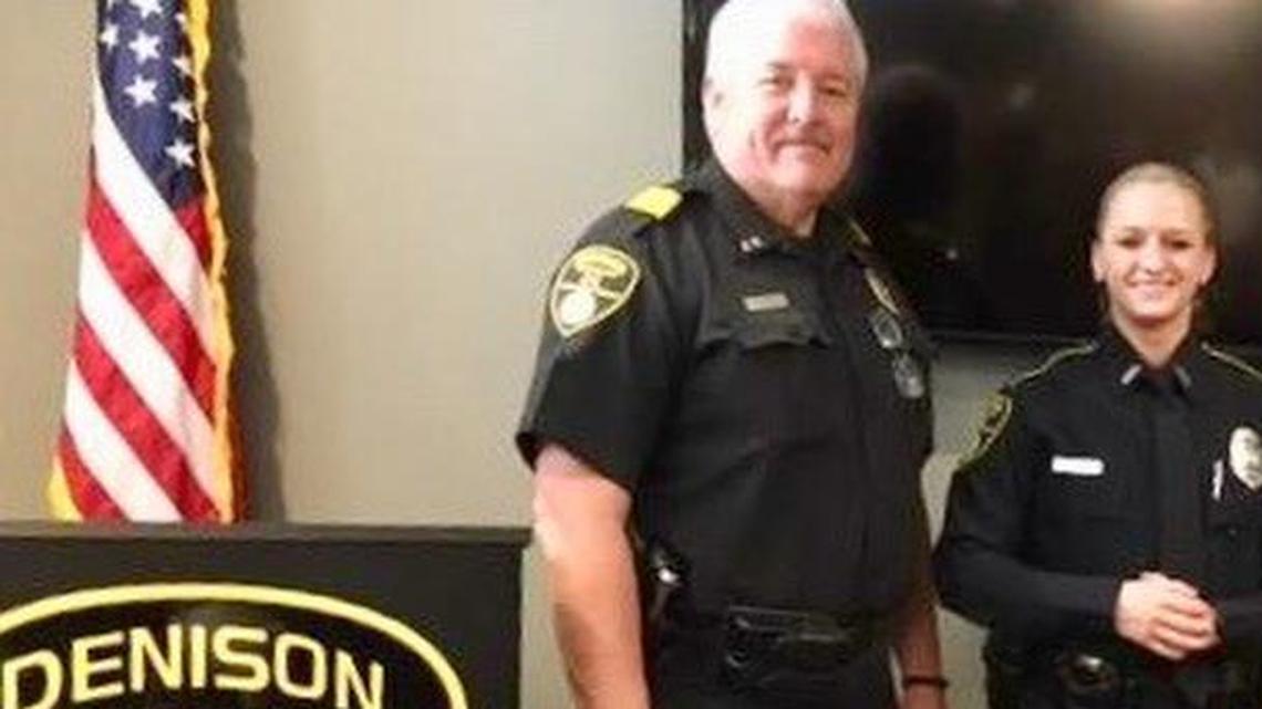 Denison police Chief Jay Burch, left, wrote a fiery Facebook post about Whataburger after a worker refused to serve officers. She has been fired.