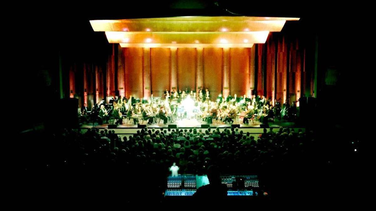 
An unexplained light envelops conductor Jack Everly at the Sept. 4 concert at Bass Hall.
