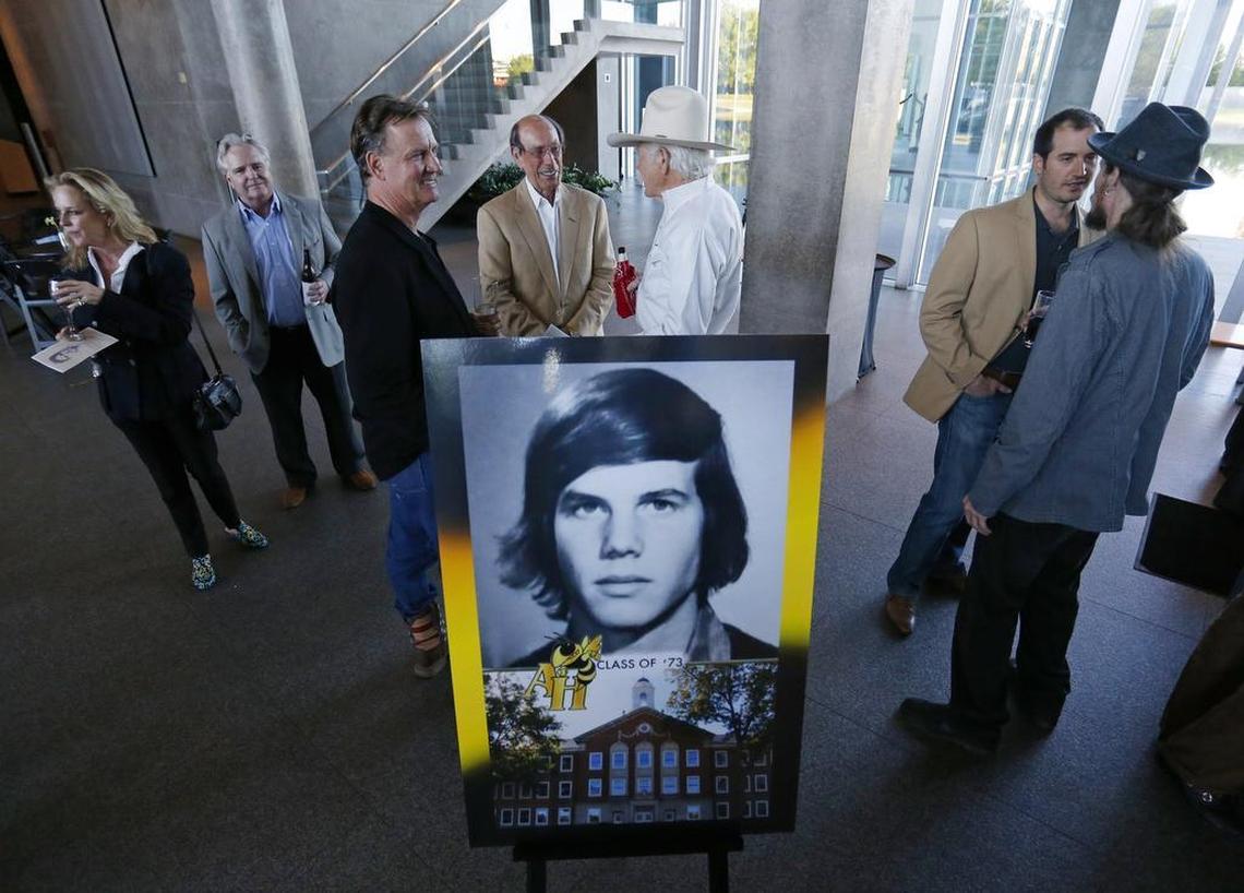 Bill Paxton’s 1973 Arlington Heights annual photo, framed in the school’s gold and blue colors, at a tribute April 6 in the Modern Art Museum of Fort Worth.