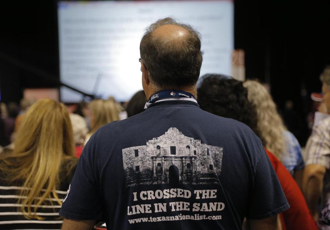 In 2014, a Republican convention delegate wore a Texas secession T-shirt.