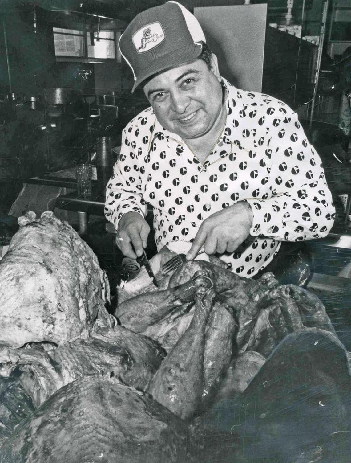 Raul Jimenez prepares Thanksgiving dinner in 1975.