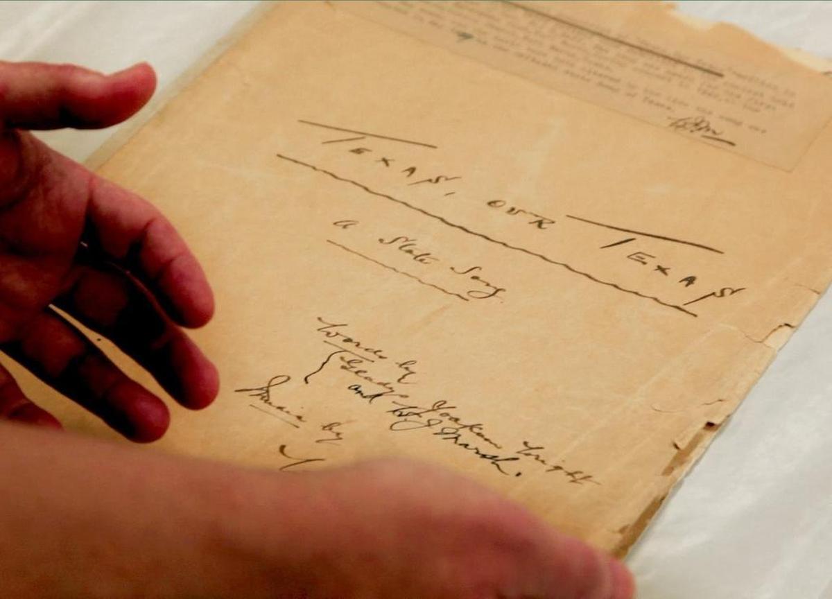 The original score for “Texas, Our Texas,” has been stored in the Dallas library.