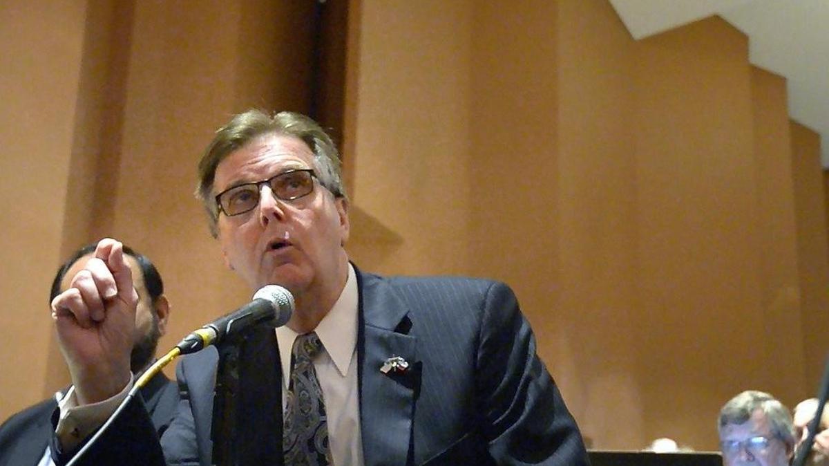 Lt. Gov. Dan Patrick at an April hearing on property tax relief.