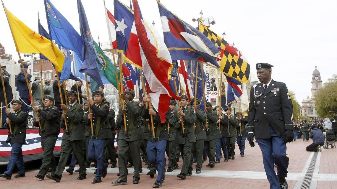 Junior ROTC cadets in the 2014 Veterans Day parade.