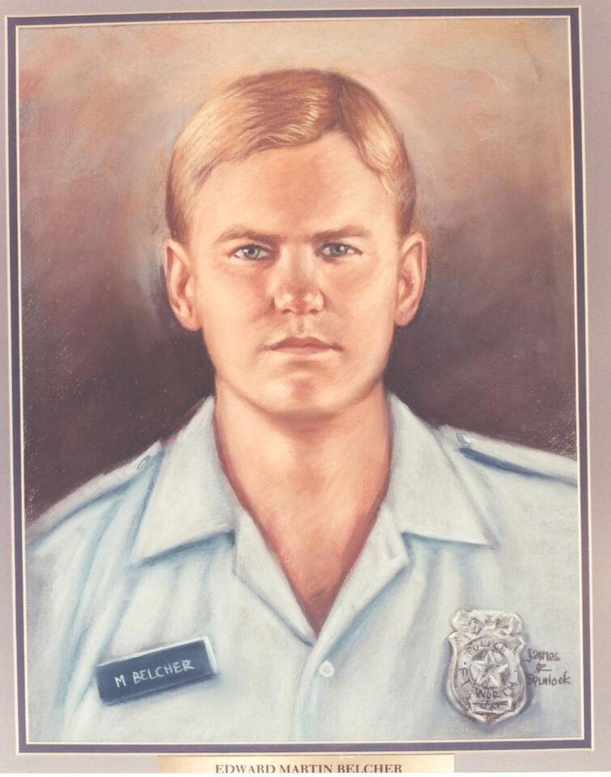 The memorial portrait of Officer Edward Belcher.